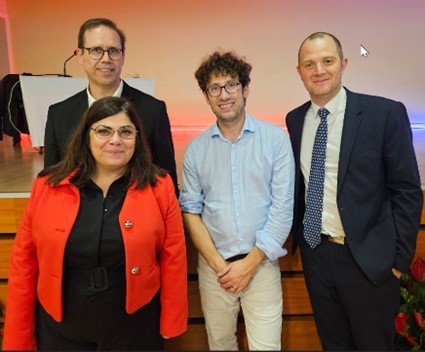 photo de Hugo Duminil copin entouré de Franck Fantino,Alexis Museux et Clara Parfenoff